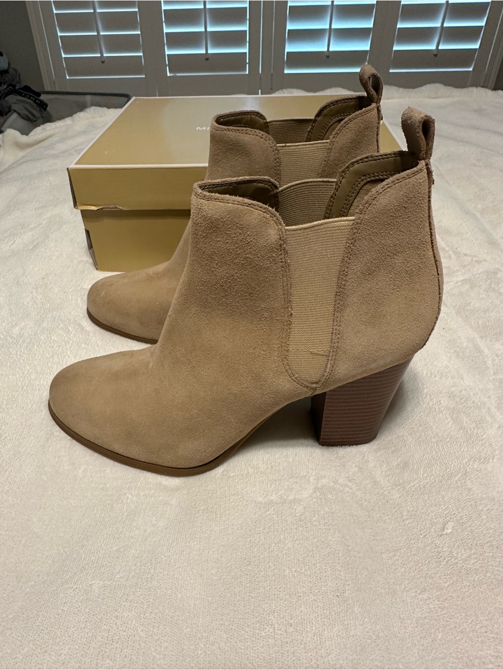 Michael Kors Taupe Suede Chelsea Ankle Booties